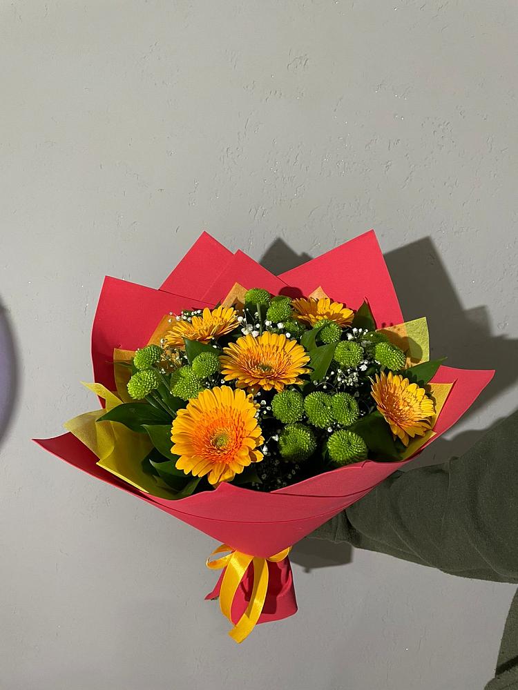 Букет восход солнца в Степной Букет цветов из: Герберы и Хризантемы в Степной