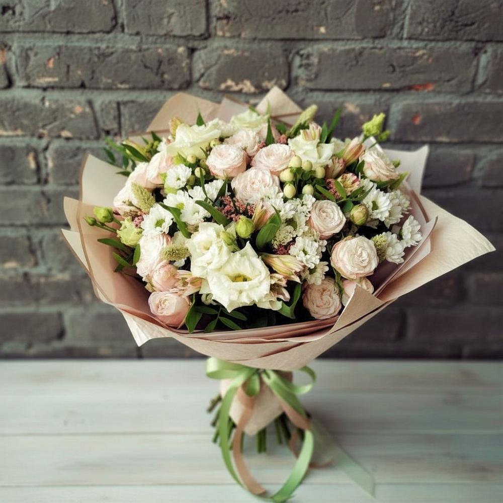 Букет цветов из: Альстромерии, Розы и Хризантемы в Степной