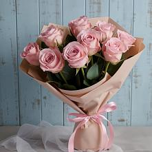 9 розовых роз в Степной Букет цветов из:  Розы в Степной