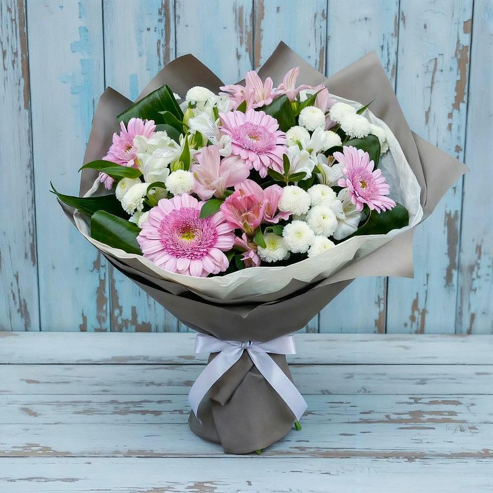 Букет цветов из: Герберы, Альстромерии и Хризантемы в Степной
