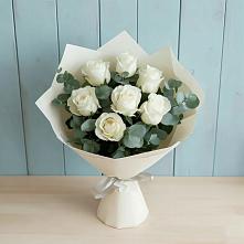Букет Белые розы в Эвкалипте в Степной